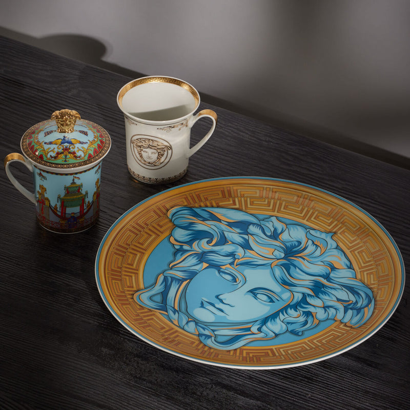 Versace Medusa Amplified Coin Plate Blue 17cm