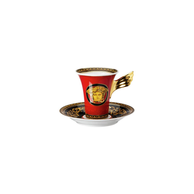 Versace Medusa Red Tall Coffee Cup & Saucer