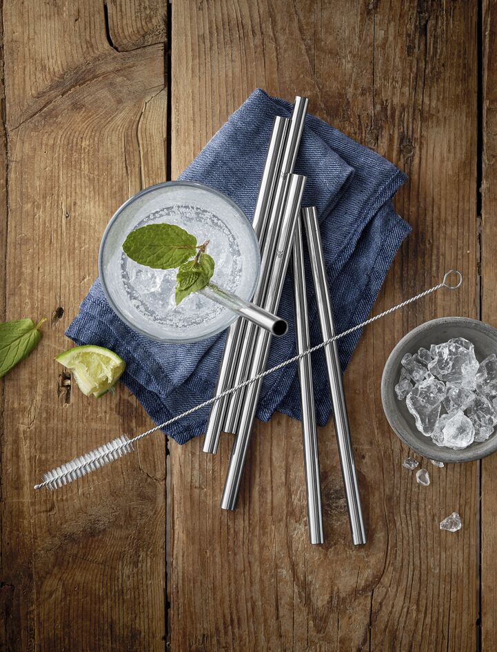 WMF Baric Stainless Steel Straight Straw Set 6-piece