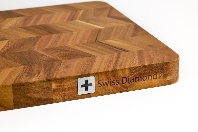 Swiss Diamond Acacia Herringbone Butchers Block 40 x 30 x 3cm
