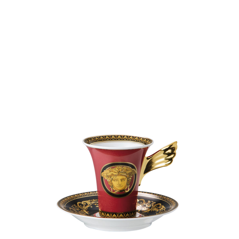 Versace Medusa Red Tall Coffee Cup & Saucer