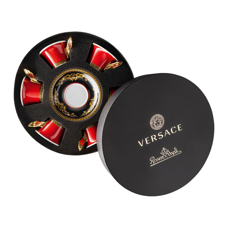 Versace Medusa Red Low Tea Cup & Saucer Set 6-piece