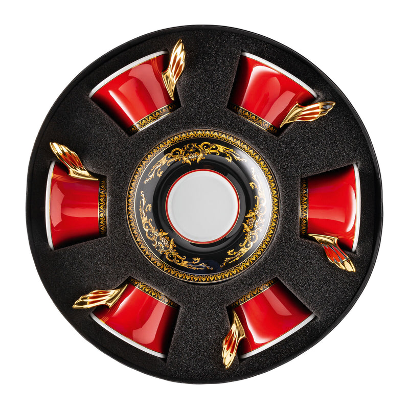Versace Medusa Red Low Tea Cup & Saucer Set 6-piece