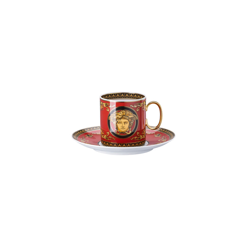 Versace Medusa Red Tall Coffee Cup & Saucer