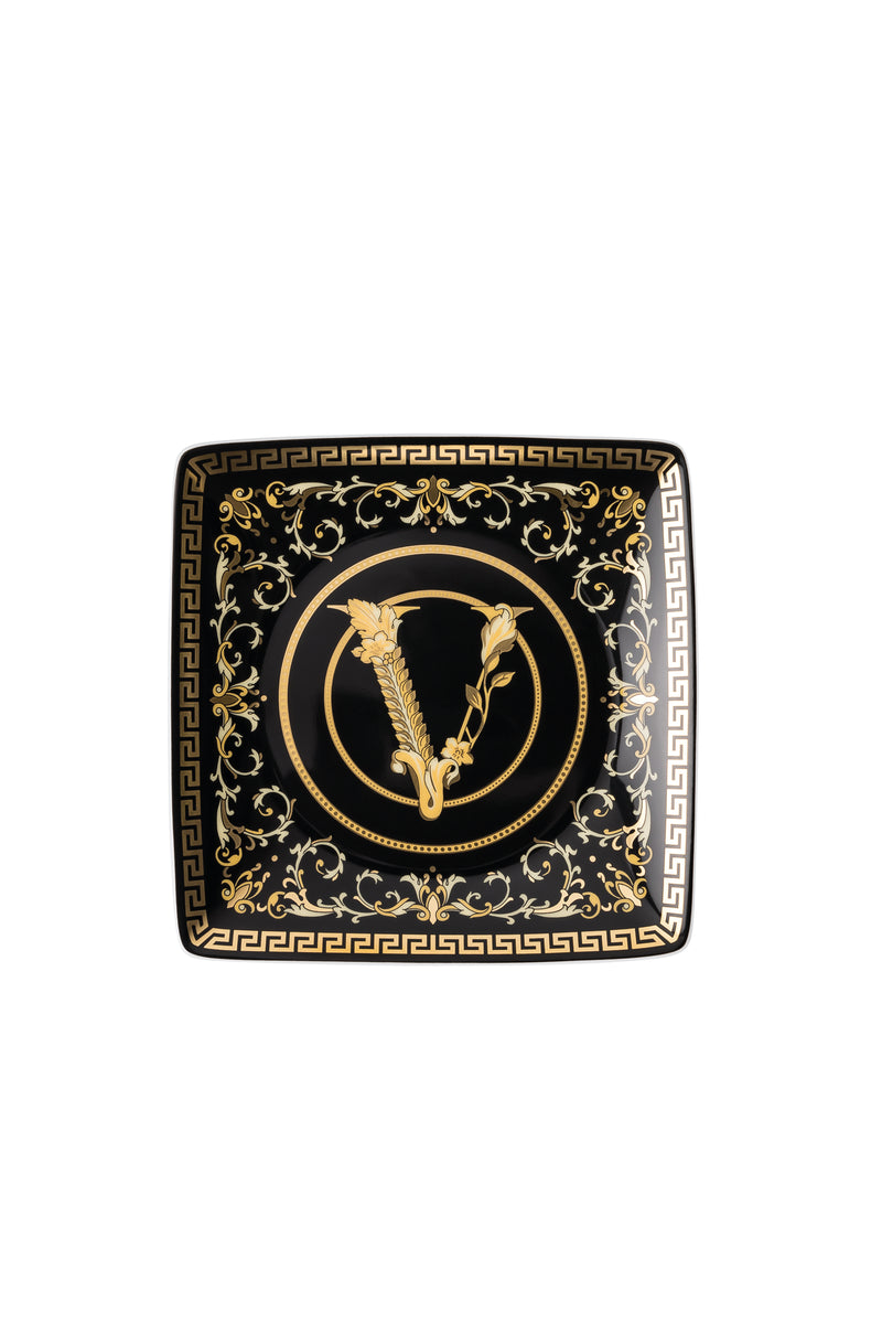 Versace Virtus Gala Black Square Dish 12cm