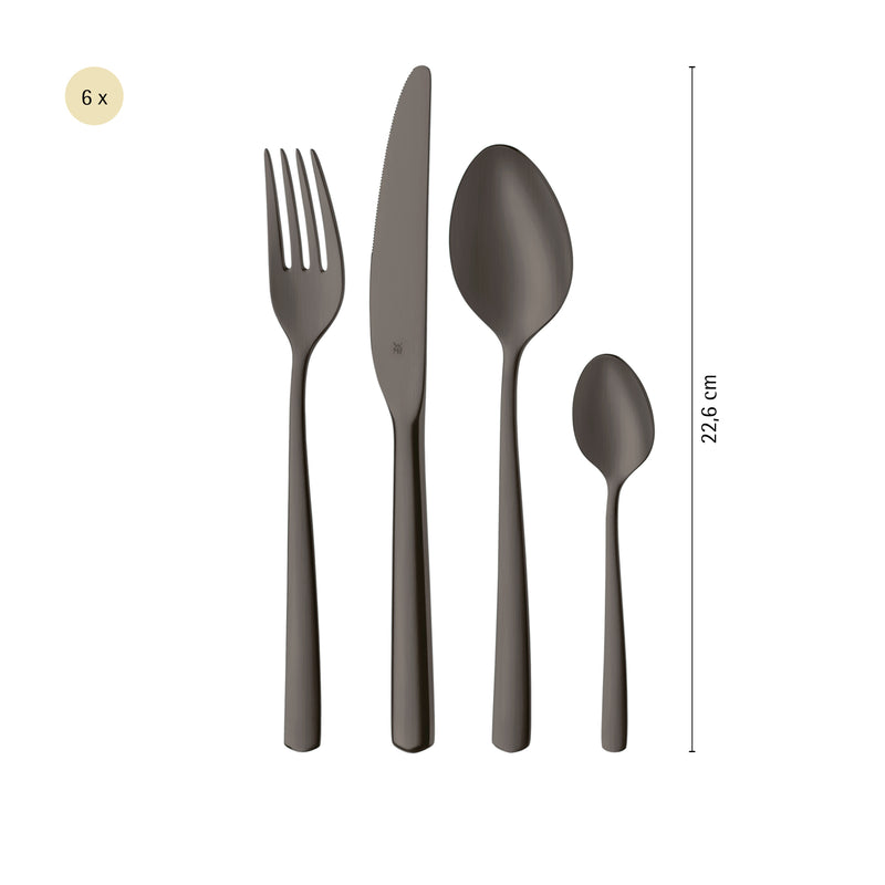 WMF Boston Cutlery Set PVD Dark Passion 24-piece