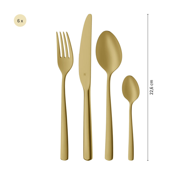 WMF Boston Cutlery Set PVD Champagne Gold 24-piece