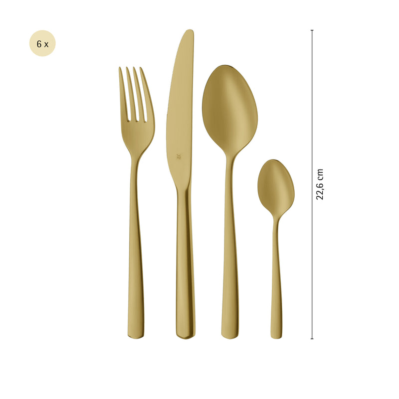 WMF Boston Cutlery Set PVD Champagne Gold 24-piece