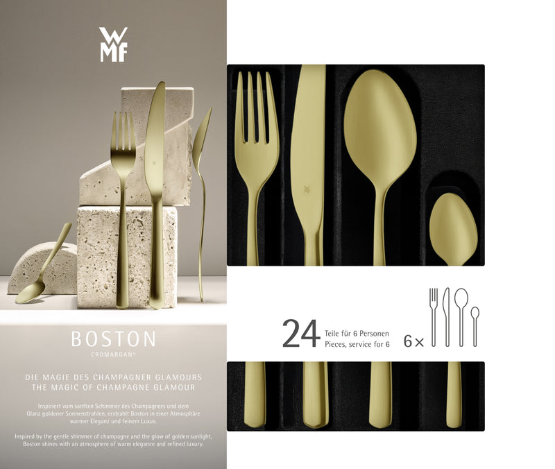 WMF Boston Cutlery Set PVD Champagne Gold 24-piece