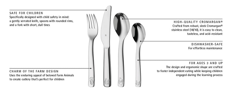 WMF Children's Cutlery Set Farm Animals 4-piece