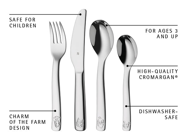 WMF Children's Cutlery Set Farm Animals 4-piece