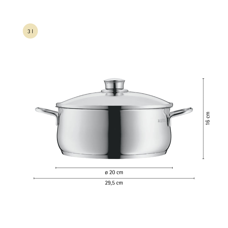 WMF Diadem Plus Low Casserole w/ Lid 20cm