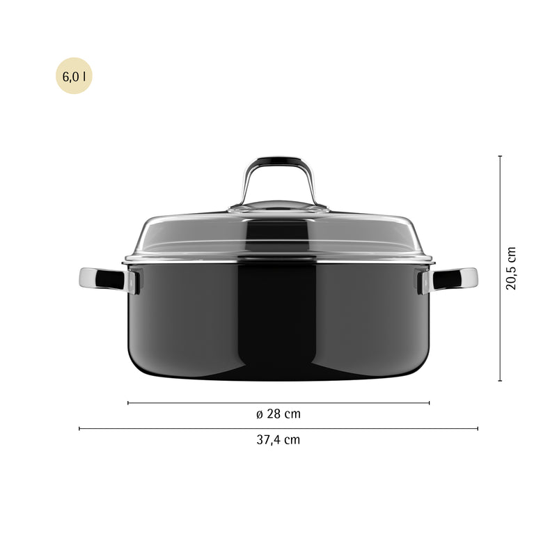 WMF Fusiontec Mineral Pro Black Round Roaster w/ Lid 28cm