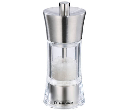 Zassenhaus Aachen Salt Mill SS/Acrylic 14cm