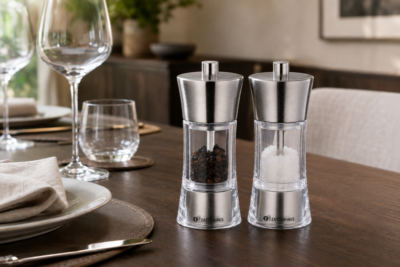 Zassenhaus Aachen Mill Set 2-piece SS/Acrylic 14cm