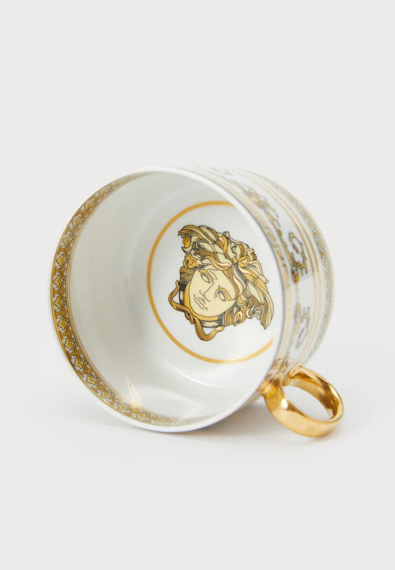 Versace Virtus Gala White Low Tea Cup & Saucer